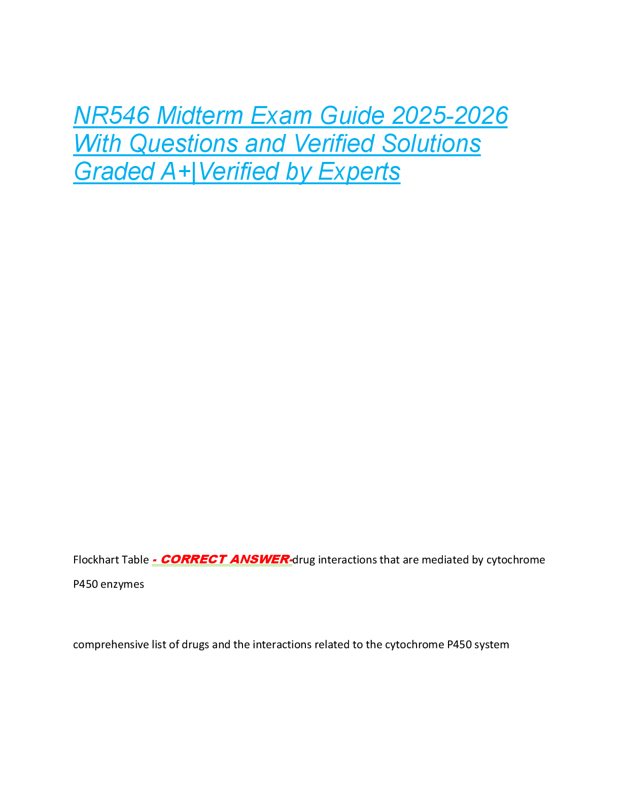 Recommended document preview for NR546 Midterm Exam Guide 2025-2026  With Questions and Verified Solutions  Graded A+|Verified by Experts