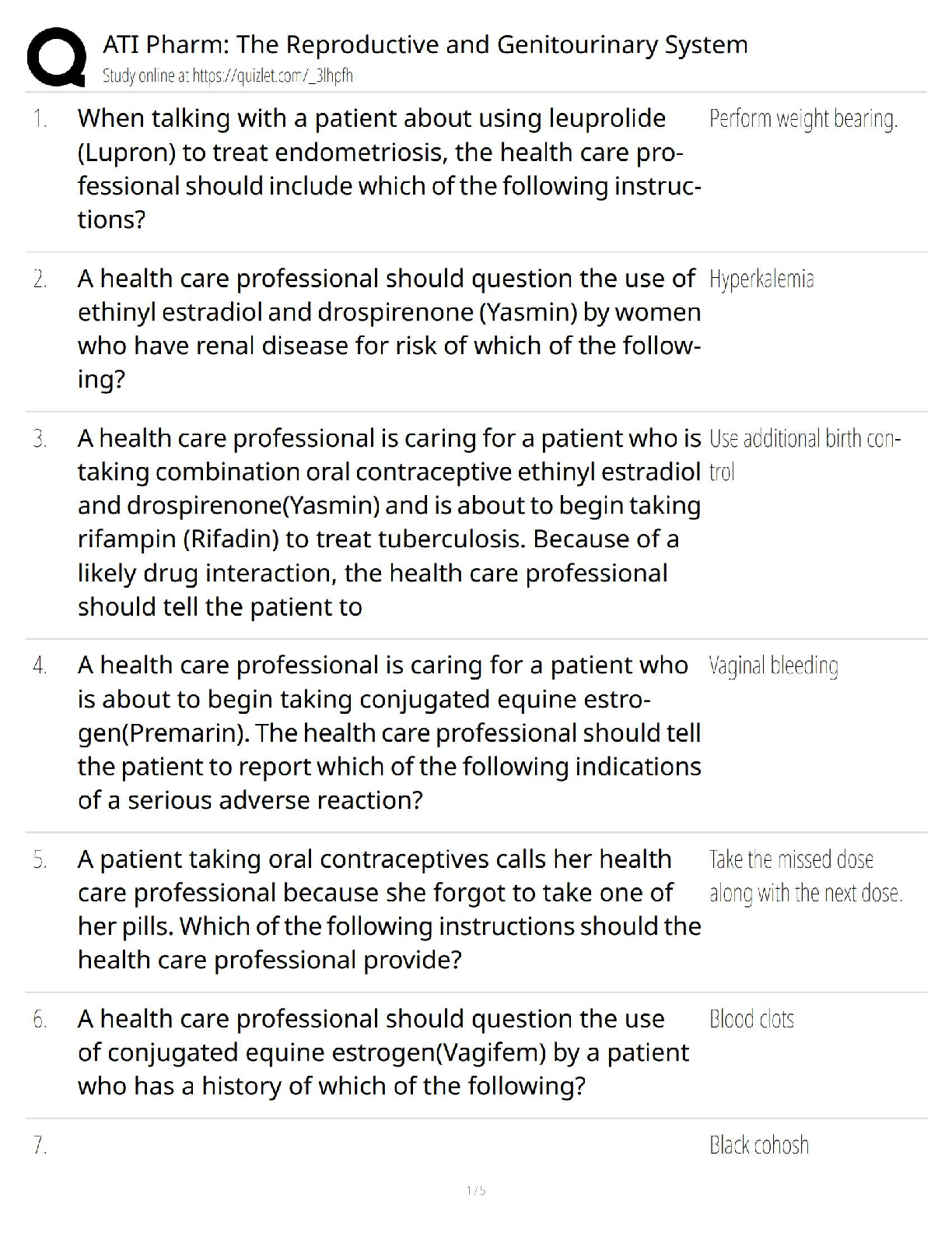 Preview of ATI Pharmacology – The Reproductive and Genitourinary System / Nursing Exam Prep / 2025 Up