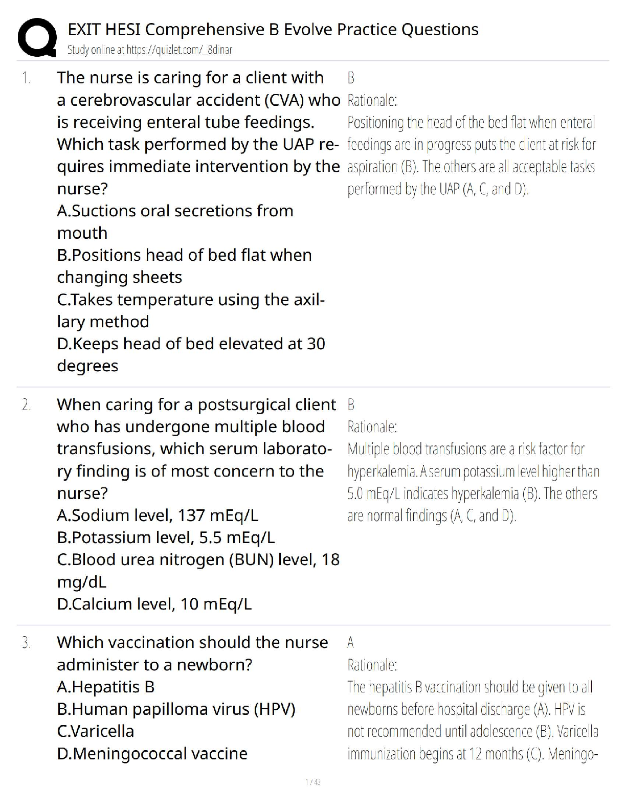 Preview of EXIT HESI Comprehensive B Evolve Practice Questions / 2025 Update   Test Bank &amp; Study Guide