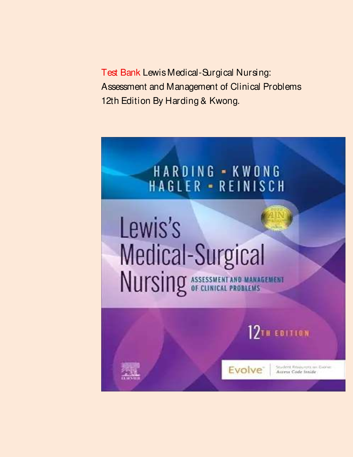 Preview image for Test Bank Lewis Medical-Surgical Nursing: Assessment and Management of Clinical Problems 12th Edition By Harding & Kwong