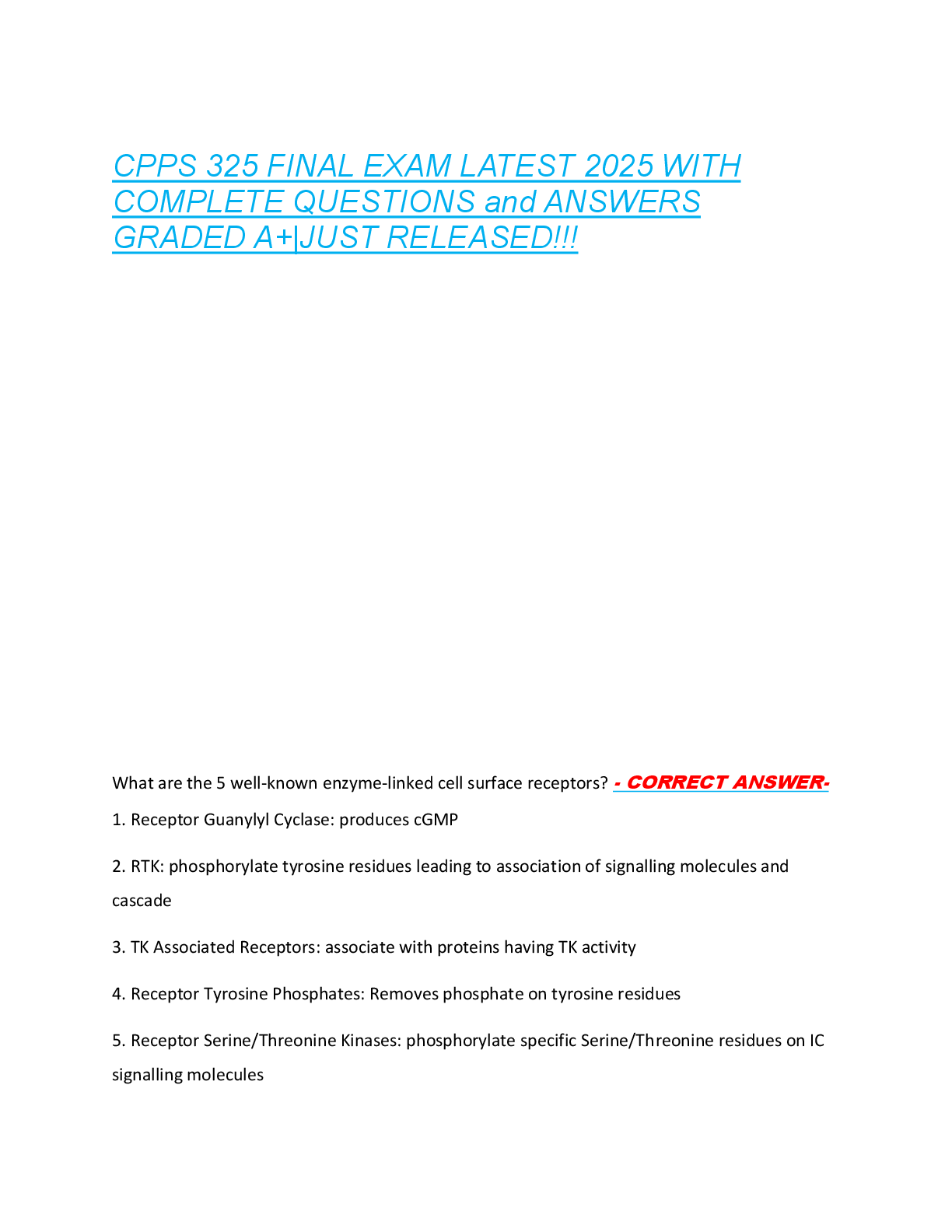 Preview of CPPS 325 FINAL EXAM LATEST 2025 WITH  COMPLETE QUESTIONS and ANSWERS  GRADED A+|JUST RELEASED!!!