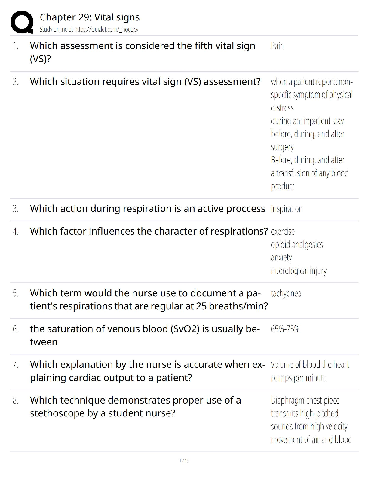 Preview of Chapter 29 Vital Signs NCLEX Questions / 2025 Update   Study Guide &amp; Test Bank