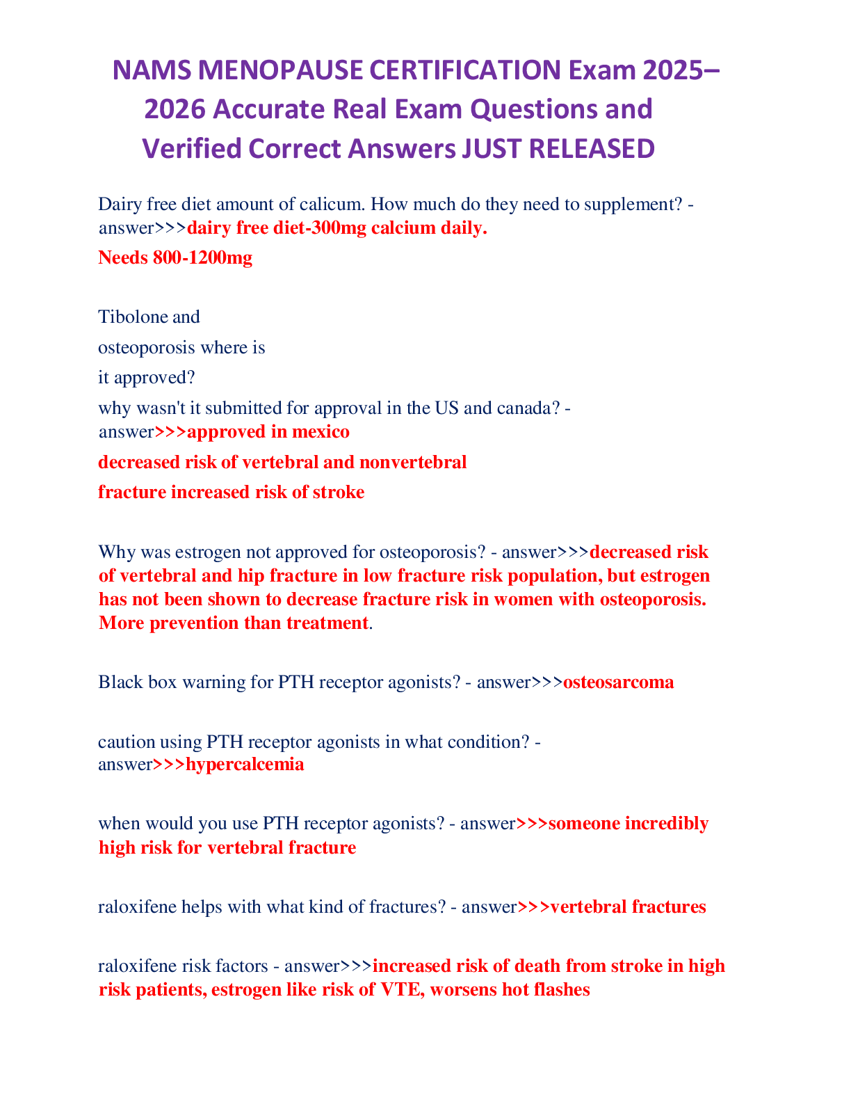 Preview image for NAMS MENOPAUSE CERTIFICATION Exam 2025–2026 Accurate Real Exam Questions and Verified Correct Answers JUST RELEASED.