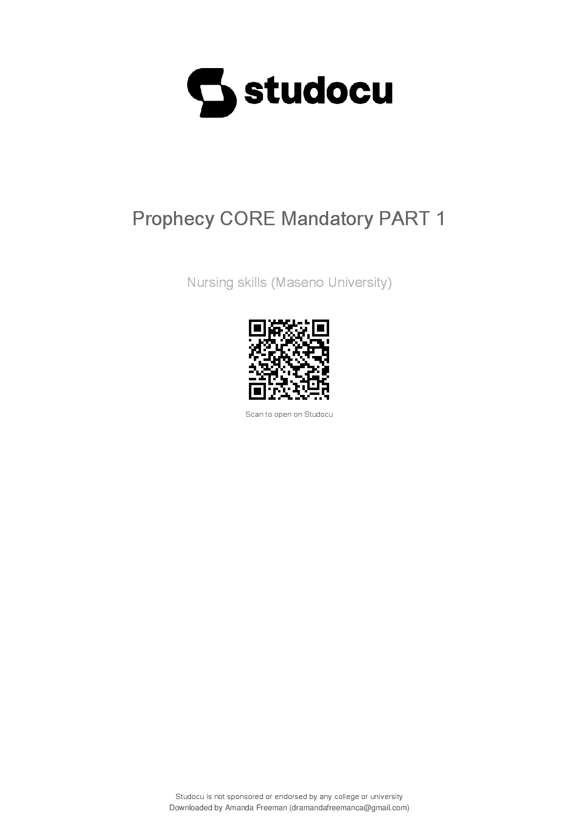Preview of PROPHECY CORE MANDATORY PART 1,2 AND 3  NURSING RELIAS LATEST 2025 ACTUAL EXAM COMPLETE  Q