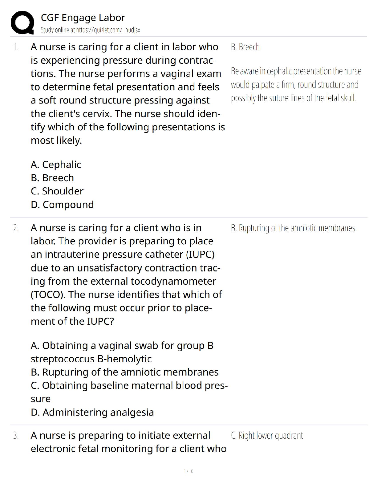 Preview of CGF Engage Labor / 2025 Update / Maternal-Newborn Nursing Study Guide & NCLEX HESI Prep
