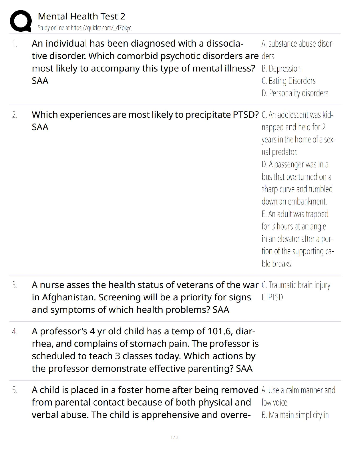 Recommended document preview for Mental Health Test 2 / 2025 Update / NCLEX HESI Nursing Study Guide & Practice Questions  