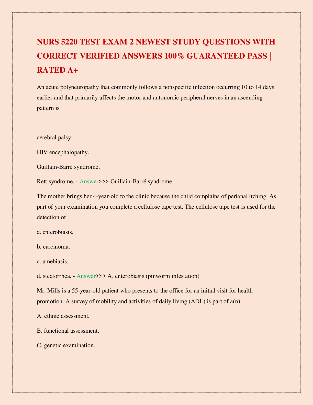 Preview image for NURS 5220 TEST EXAM 2 NEWEST STUDY QUESTIONS WITH CORRECT VERIFIED ANSWERS 100% GUARANTEED PASS | RATED A+