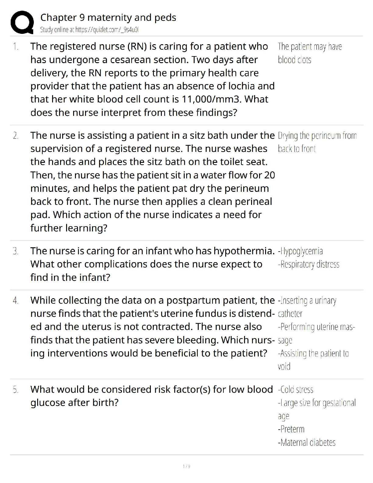 Preview of Chapter 9 Maternity &amp; Pediatrics / 2025 Update / NCLEX HESI Study Guide &amp; Practice Questions  