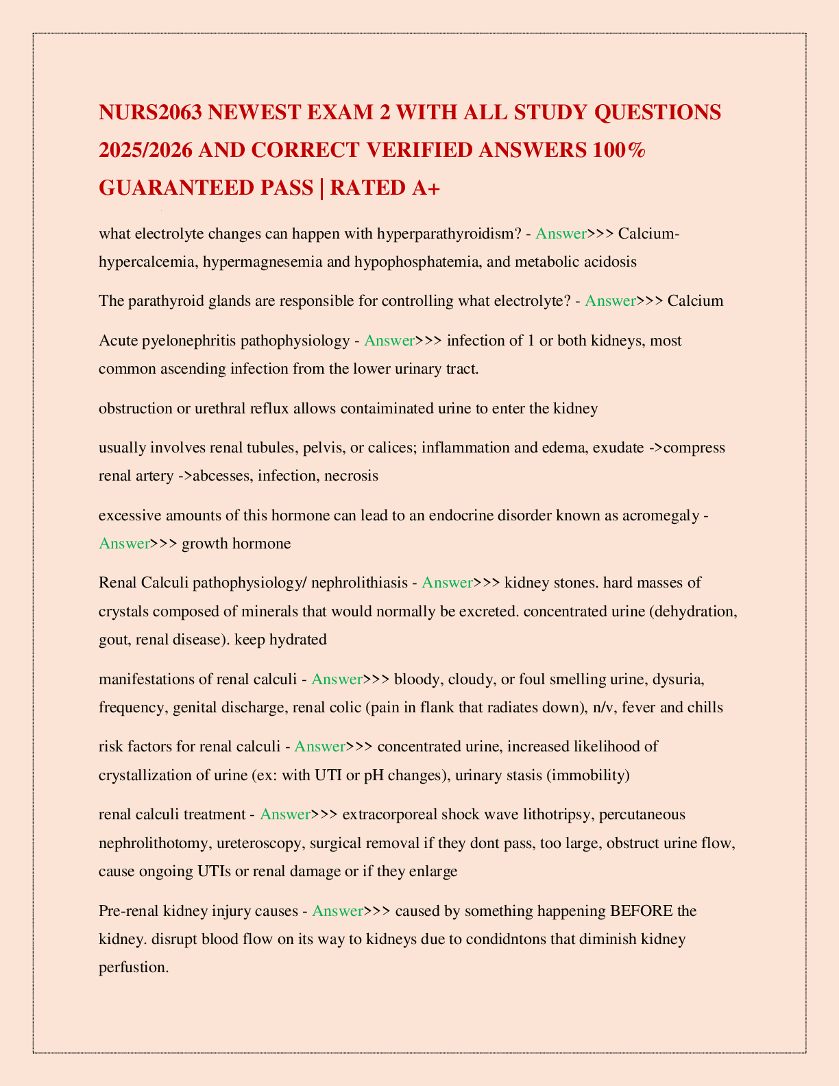 Preview image for NURS2063 NEWEST EXAM 2 WITH ALL STUDY QUESTIONS 2025/2026 AND CORRECT VERIFIED ANSWERS 100% GUARANTEED PASS | RATED A+