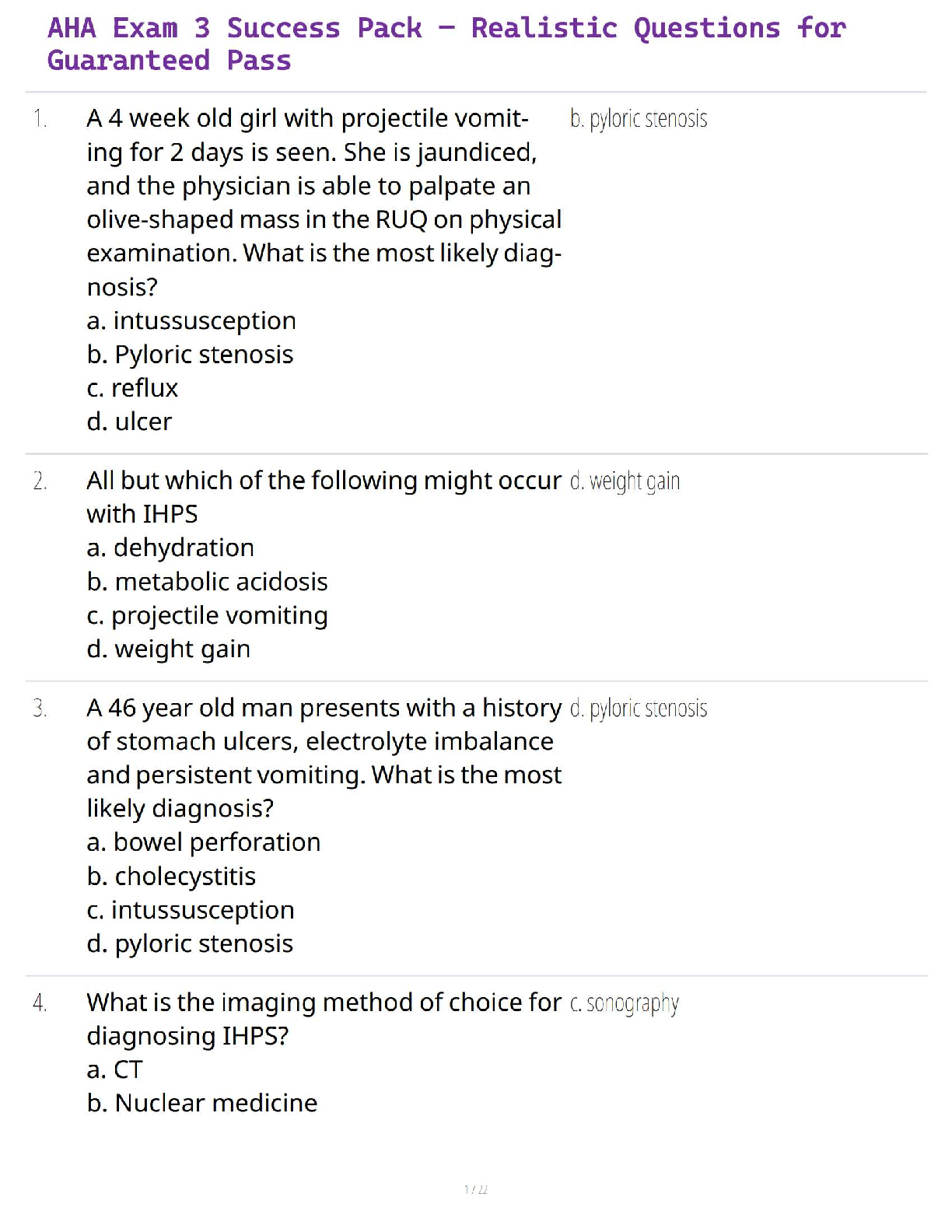 Preview image for AHA Exam 3 Success Pack – Realistic Questions for Guaranteed Pass