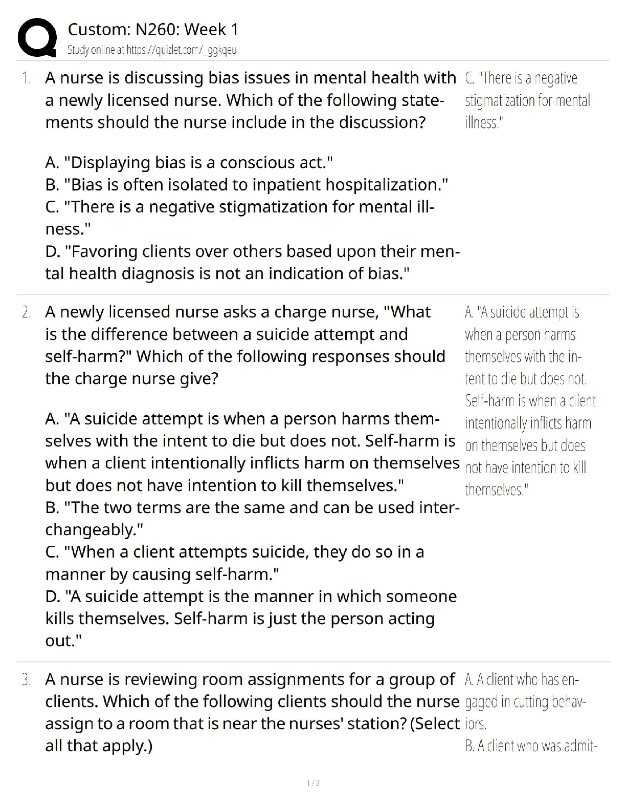 Preview of Custom N260 Week 1 / 2025 Update / NCLEX HESI Nursing Study Guide & Practice Questions