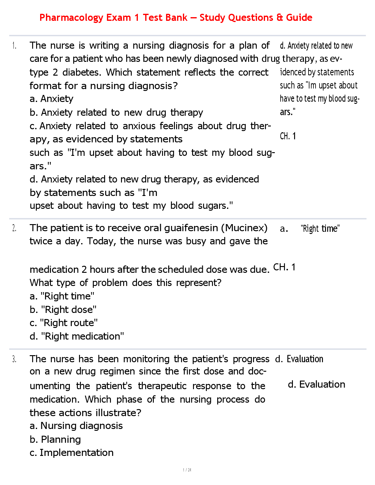 Pharmacology Exam 1 Test Bank – Study Questions & Guide