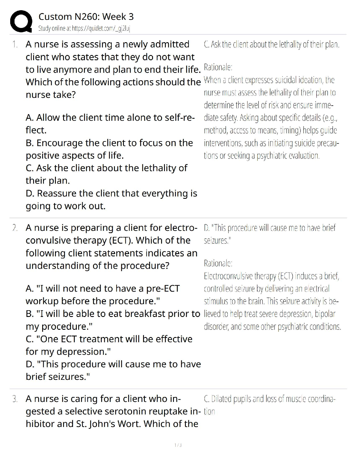 Custom N260 Week 3 / 2025 Update / NCLEX HESI Nursing Study Guide & Practice Questions  