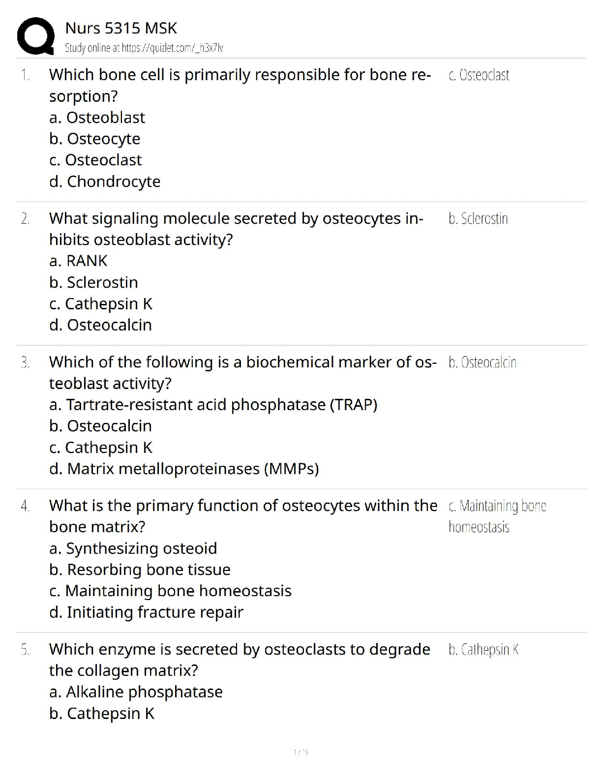 Preview of NURS 5315 MSK / Test Bank / Study Guide 2025 Update –