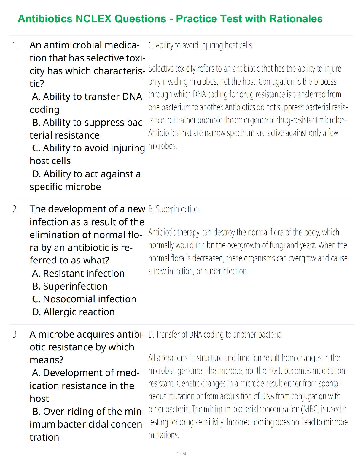 Antibiotics NCLEX Questions - Practice Test with Rationales