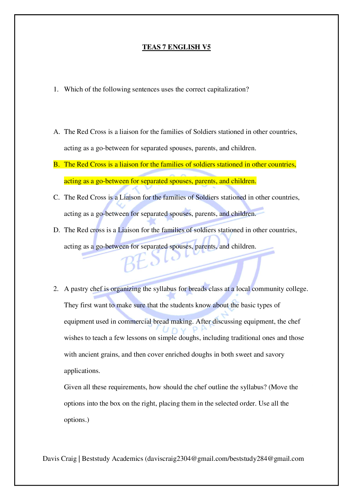 Preview image for TEAS 7 ENGLISH V5 2025 GRADED A+. REAL QUESTIONS AND ANSWERS