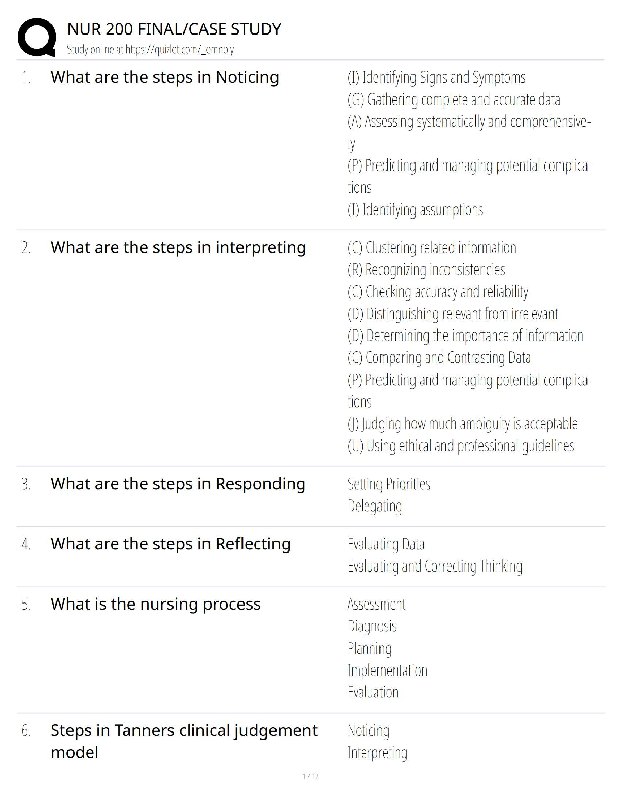 Preview of NUR 200 Final Case Study / Test Bank / Study Guide 2025 Update –