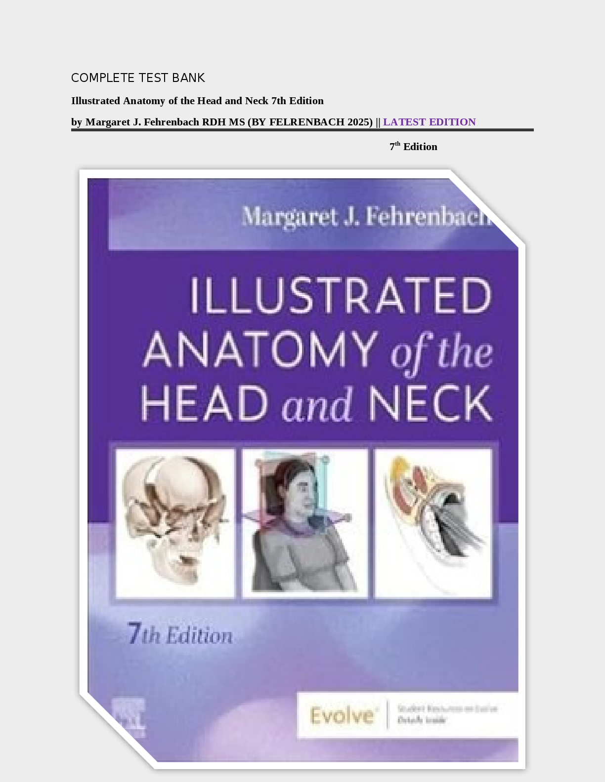COMPLETE TEST BANK Illustrated Anatomy of the Head and Neck 7th Edition ...