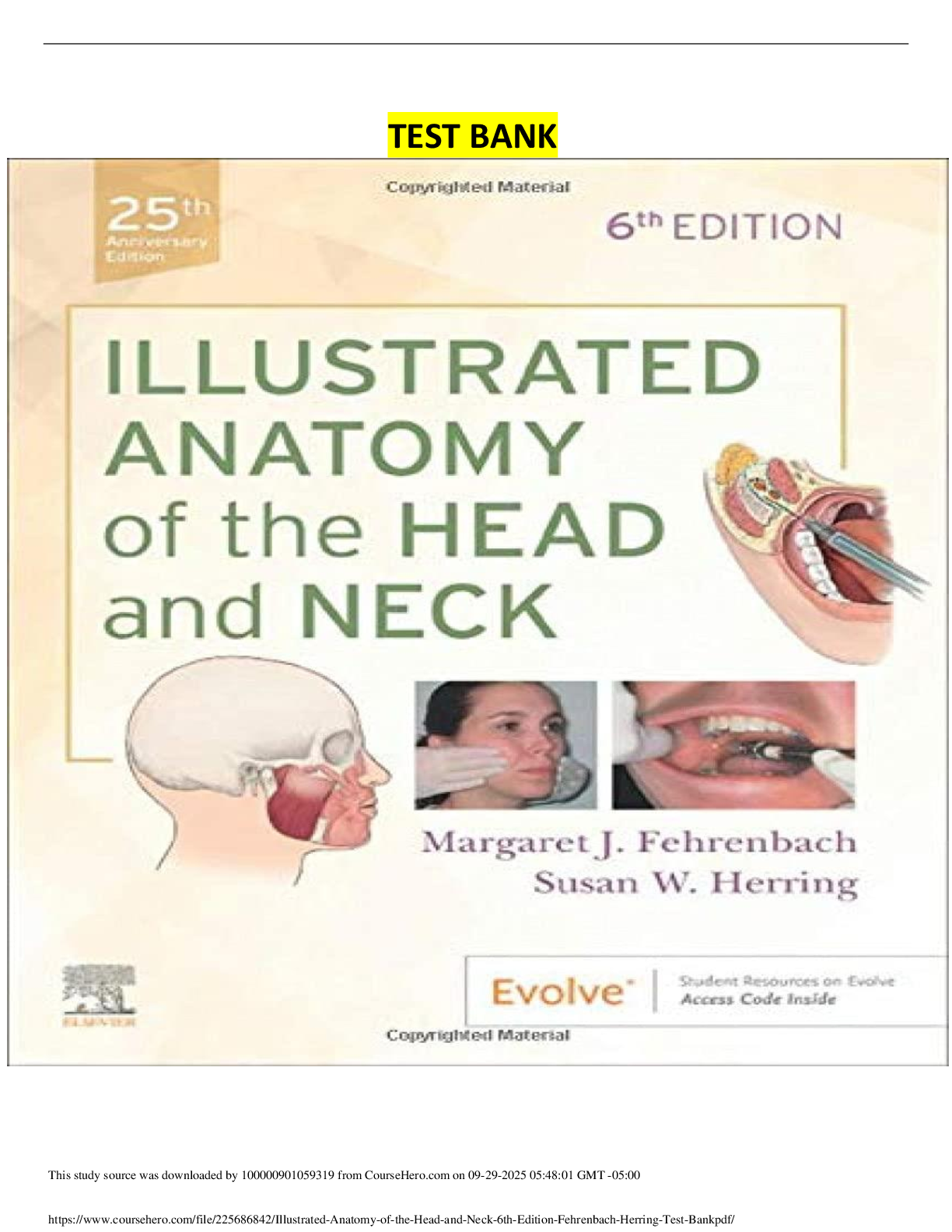 Preview of COMPLETE  Elaborated Test Bank  for  Illustrated Anatomy of the  Head and Neck   6th Edition