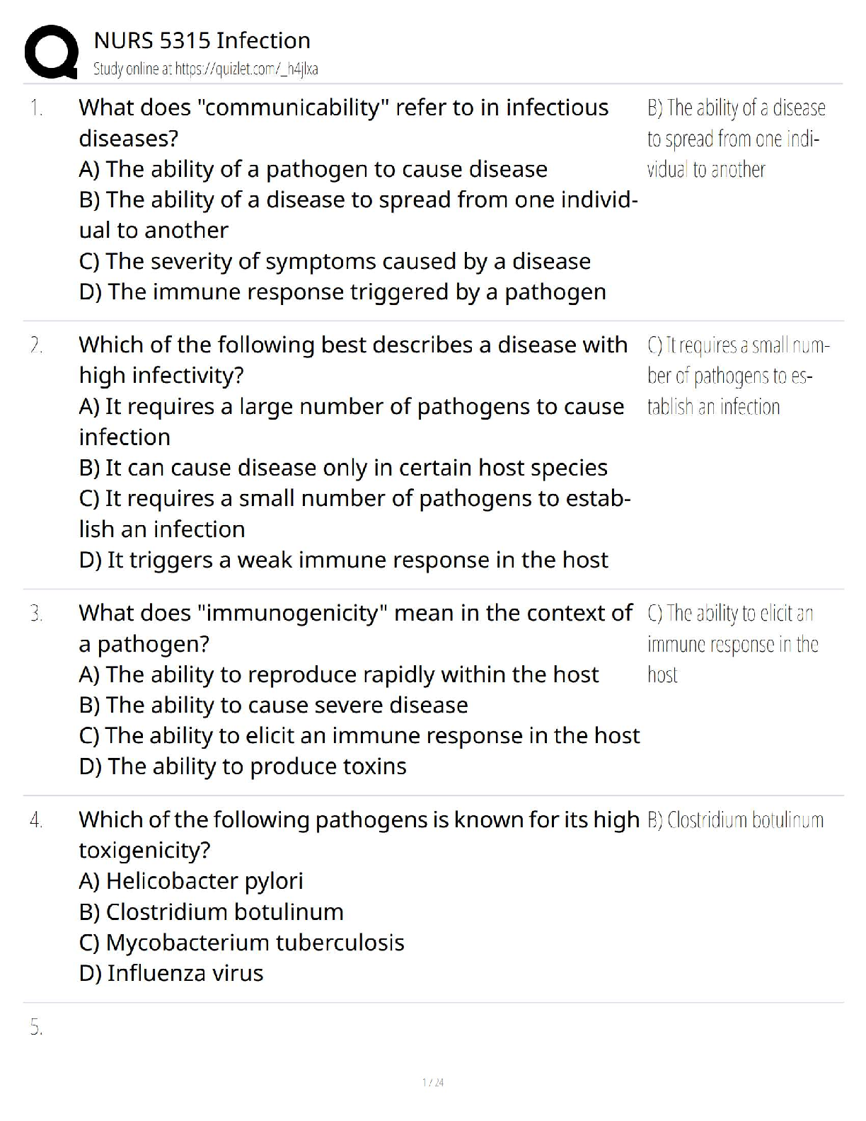 Preview of NURS 5315 Infection / Test Bank / Study Guide 2025 Update –