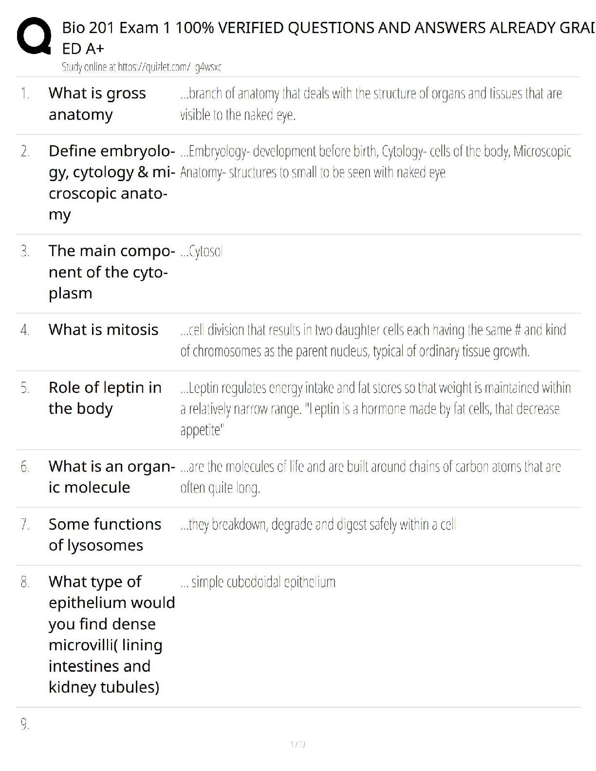 BIO 201 / Exam 1 / 100% Verified Questions & Answers / Test Bank / A+ Graded / 2025 Update