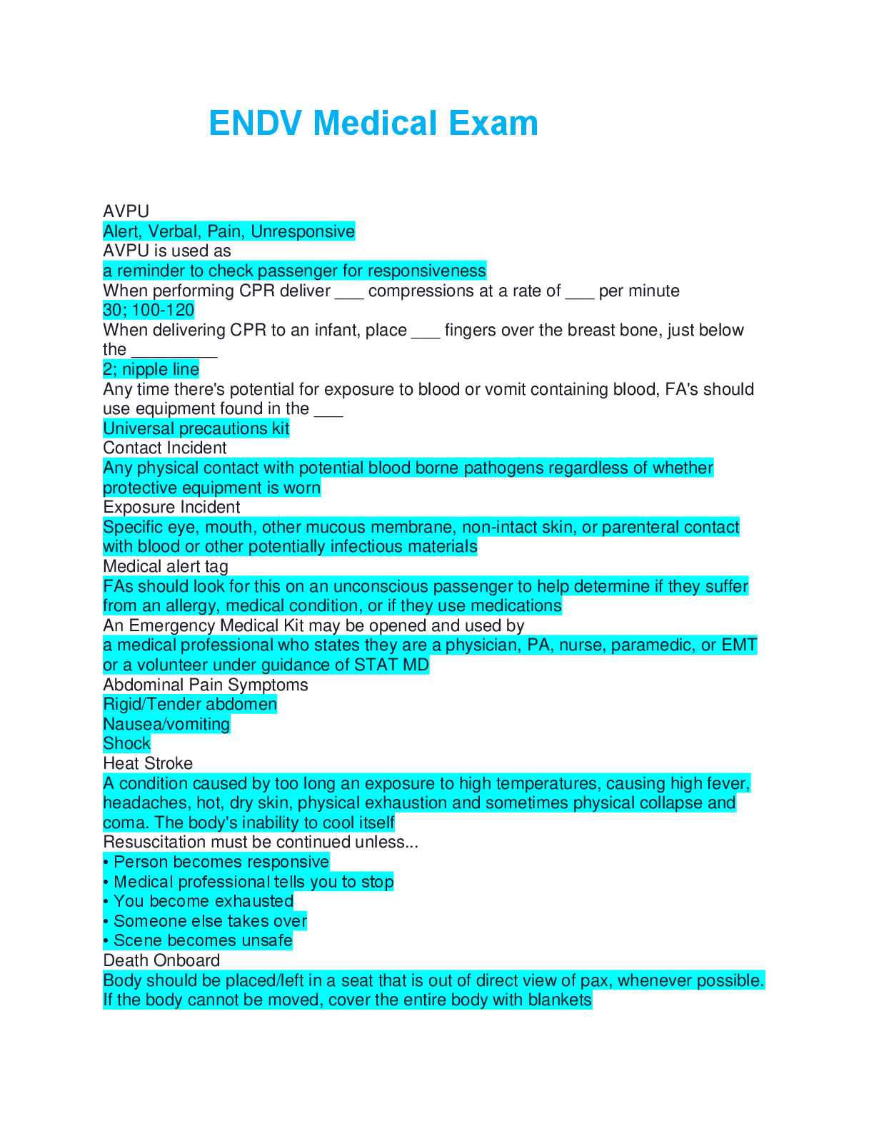 Preview image for ENDV Medical Exam questions with correct answers 100% complete solution 2025/2026