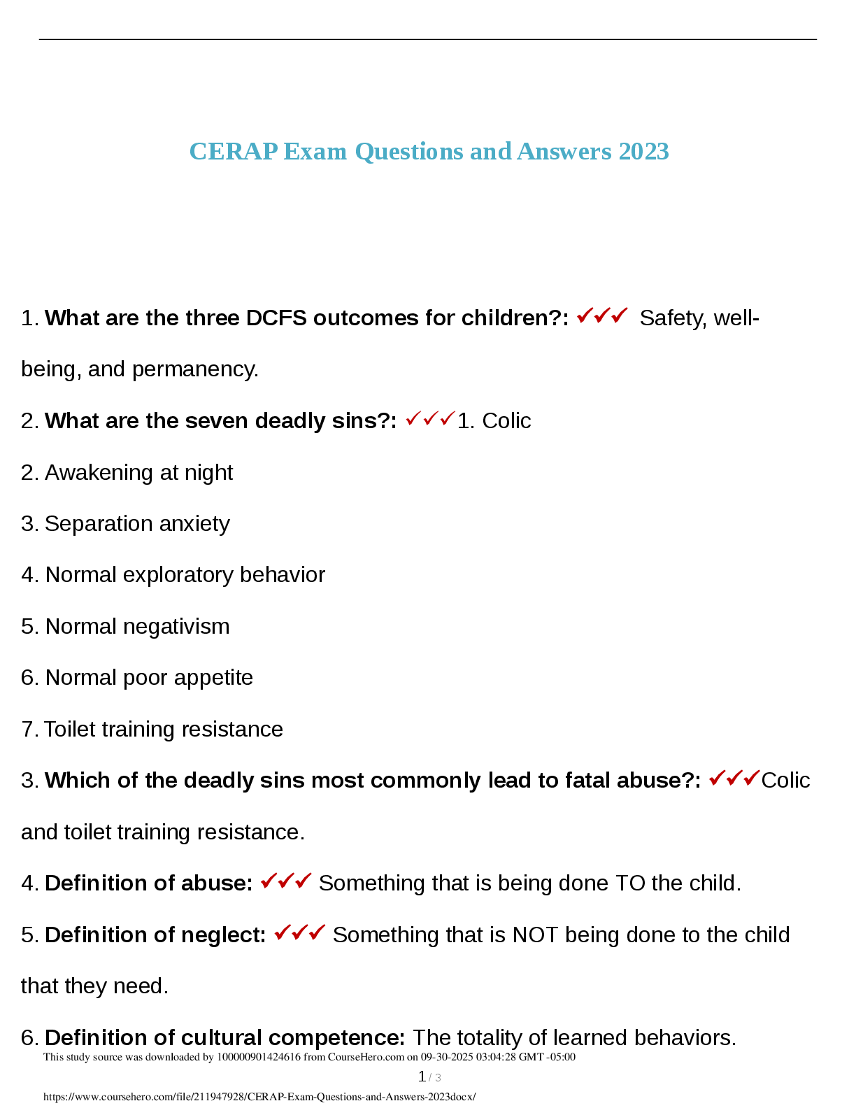 Preview of CERAP Exam Questions and Answers