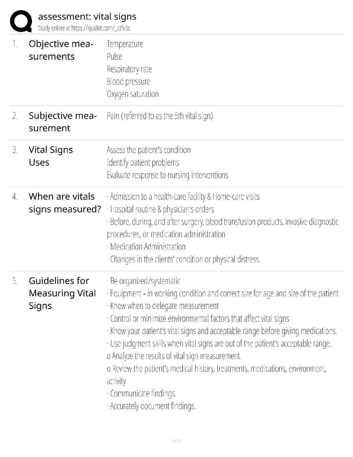 Assessment / Vital Signs / Nursing Study Guide / Test Bank / Questions & Answers / 2025 Update