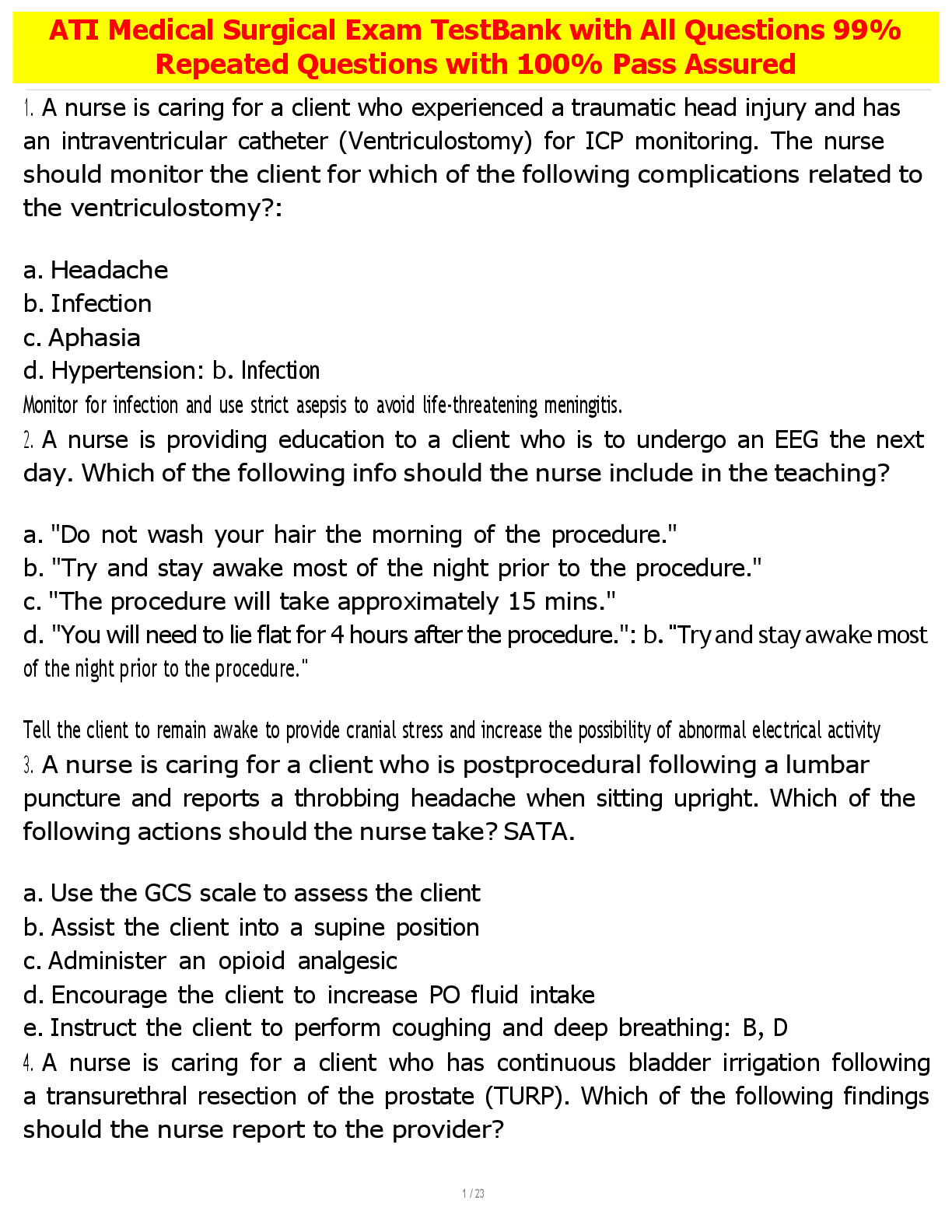 Preview image for ATI RN Adult Medical Surgical Exam 2025: Comprehensive Study Guide with Practice Questions & 100% Correct Rationales