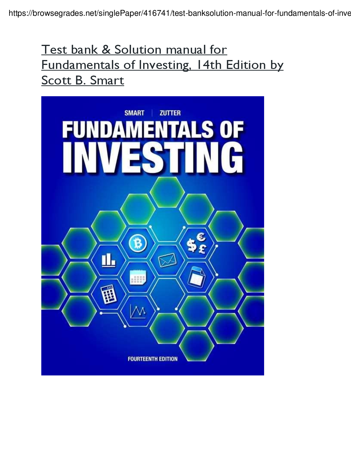 Preview image for Test bank & Solution manual for Fundamentals of Investing, 14th Edition by Scott B. Smart