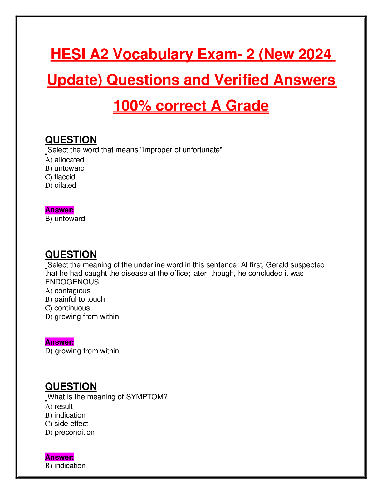 Preview image for HESI PHARMACOLOGY EXAM 2024 2025 ACTUAL EXAM COMPLETE 240  QUESTIONS WITH DETAILED VERIFIED ANSWERS AND RATIONALES  (100% COR- RECT ANSWERS) /ALREADY GRADED A+
