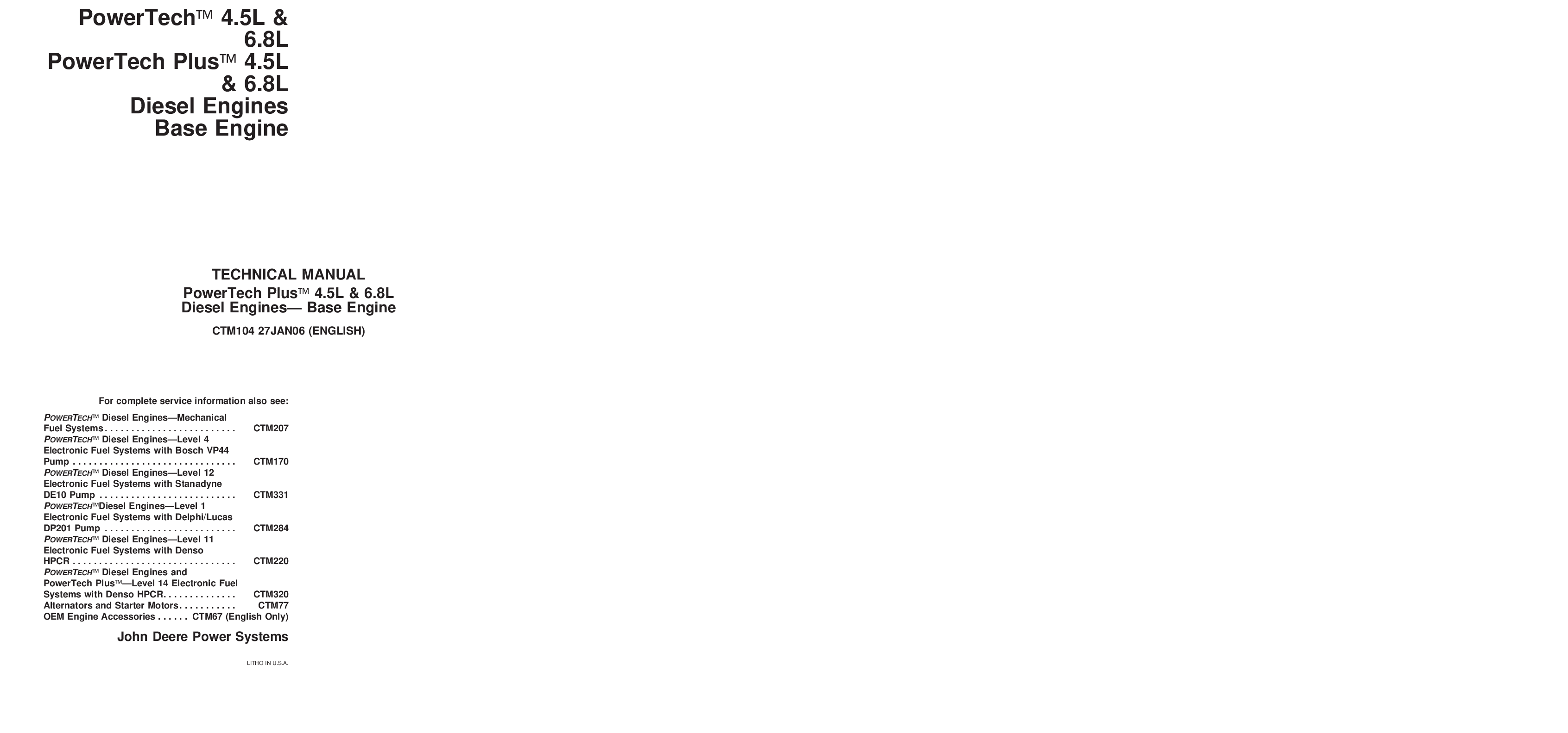 Preview image for 4045 6068 Diesel Engines John Deere Service Manual Repair CTM320