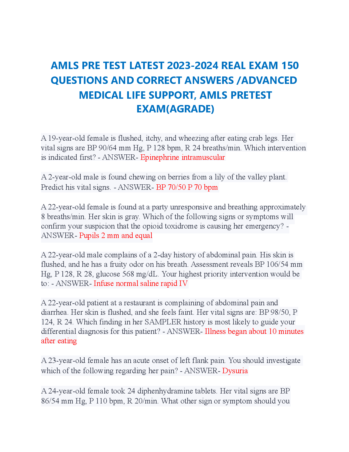 Preview image for AMLS PRE TEST LATEST_2023_2024_REAL_EXAM_150_Quiz.pdf (1)