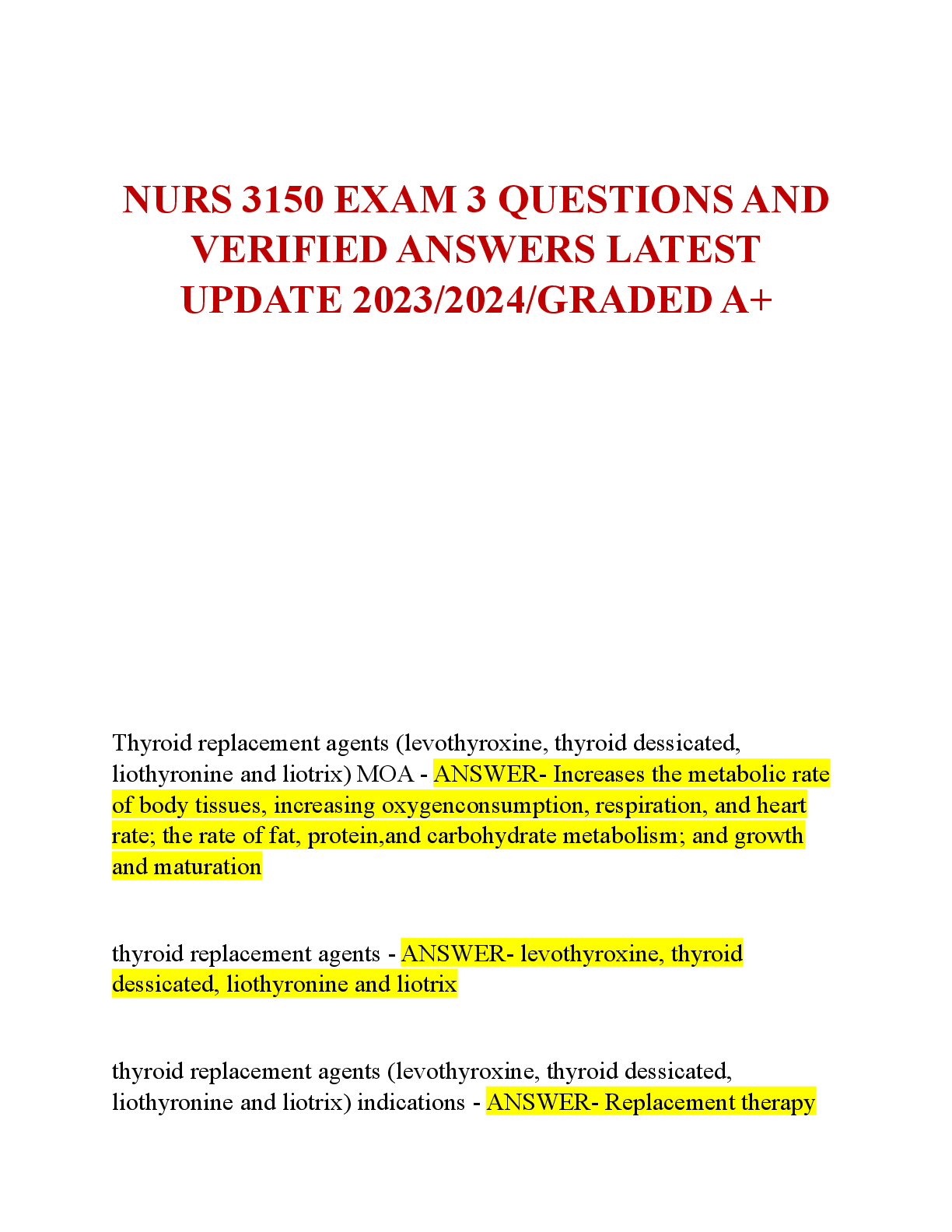 Preview image for NURS 3150 EXAM 3_QUESTIONS_AND_VERIFIED_ANSWERS_LATEST_UPDATE_2023.pdf