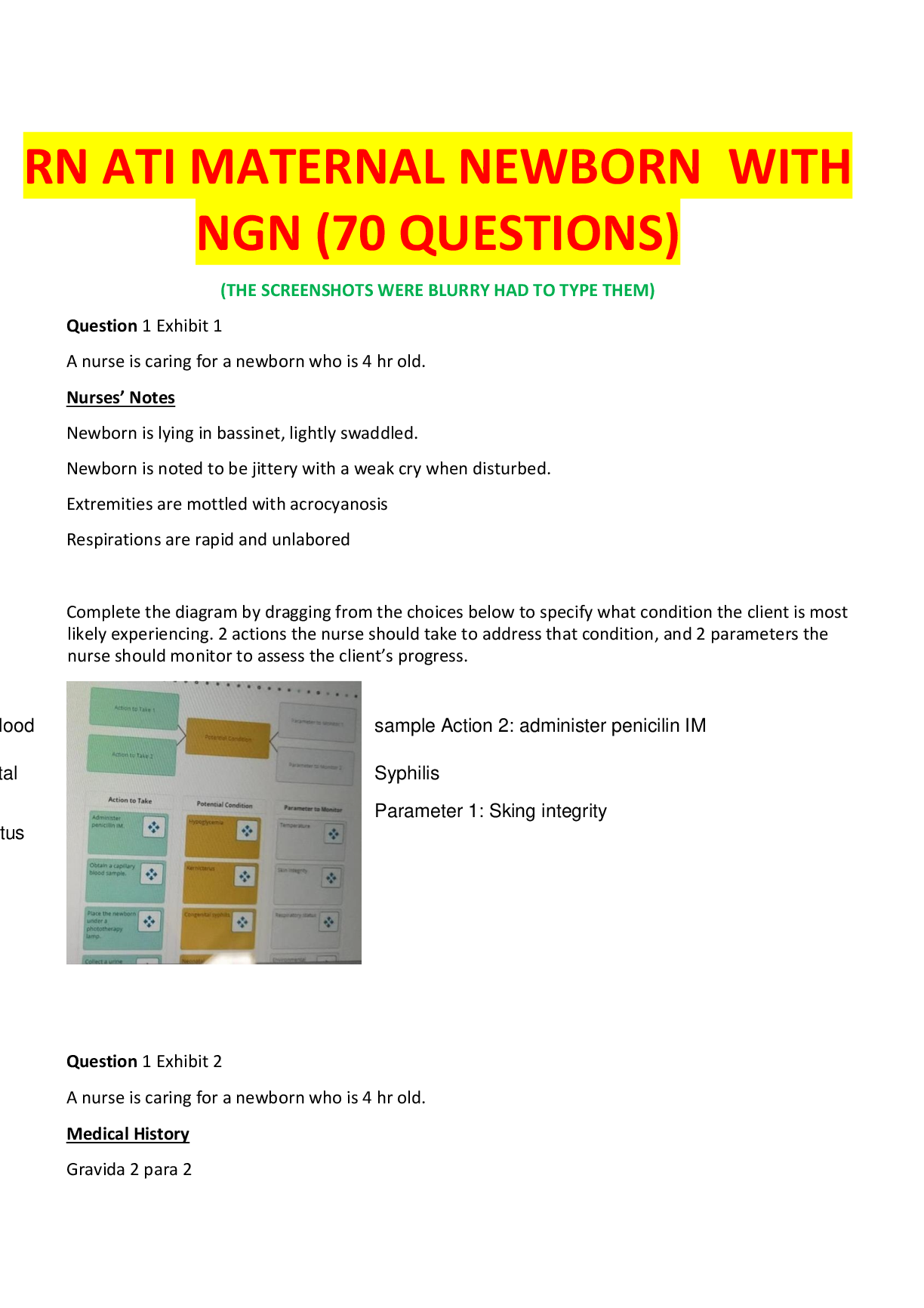Preview image for Ace ATI RN Maternal Newborn Proctored Exam 2023/2026 with NGN — 70 Actual Exam Questions & 100% Verified Detailed Answers for First-Attempt Success