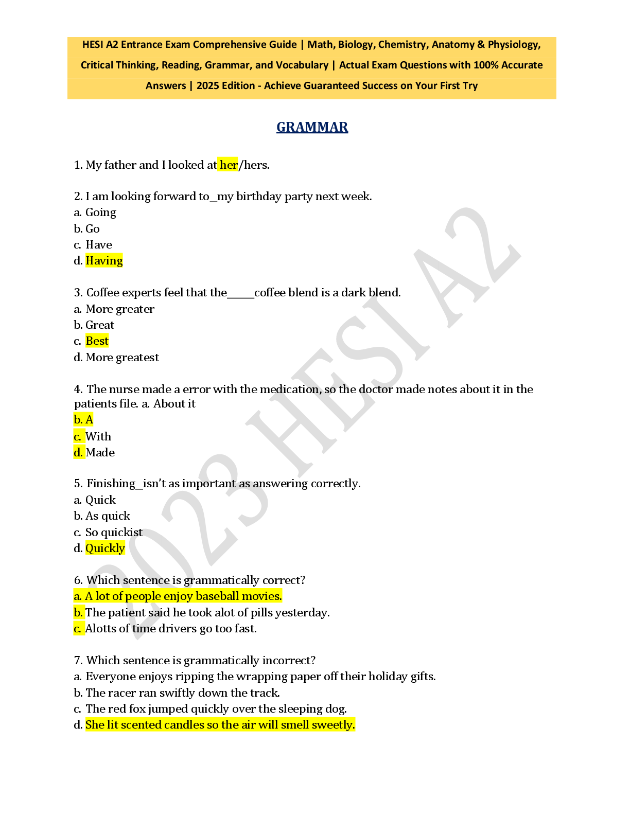 Preview image for 2026 HESI A2 Entrance Test | Full Study Guide 📘 | All Sections Covered 🎯 | Math | Science | English | A&P | Critical Thinking | Top-Scoring Answers ✅