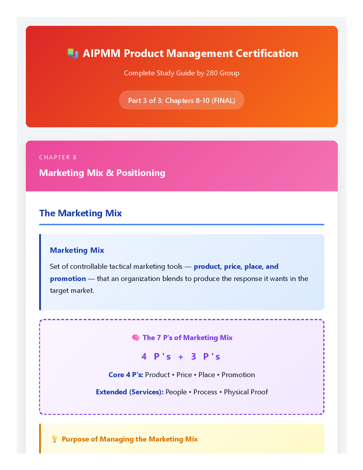 Preview image for Part 3 of 3 - AIPMM Product Management Certification