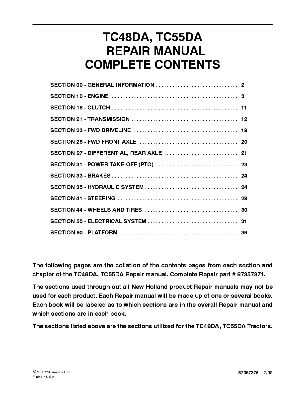 Preview image for NEW HOLLAND TC48DA TC55DA TRACTOR MANUAL SERVICE REPAIR SHOP