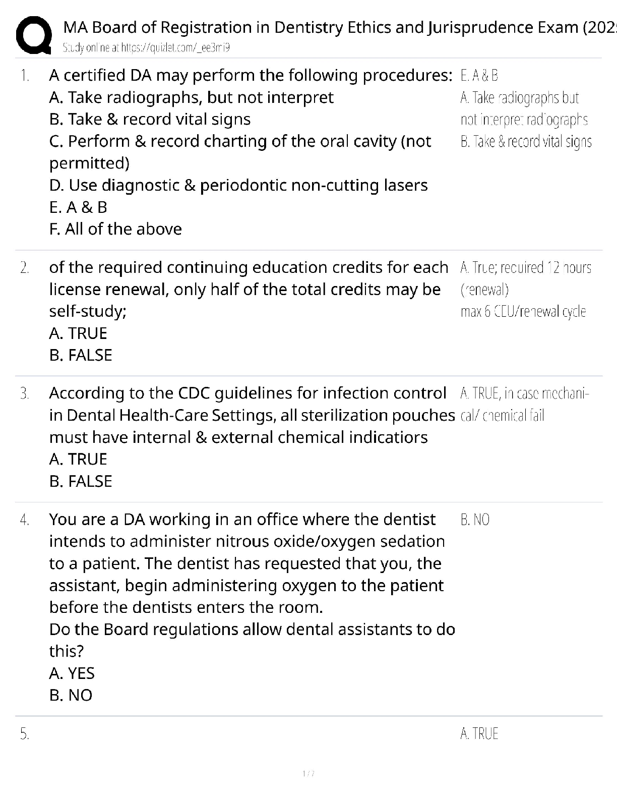 Preview image for MA Board of Registration in Dentistry / Ethics and Jurisprudence Exam 2025 / Score 100% (Study Guide)