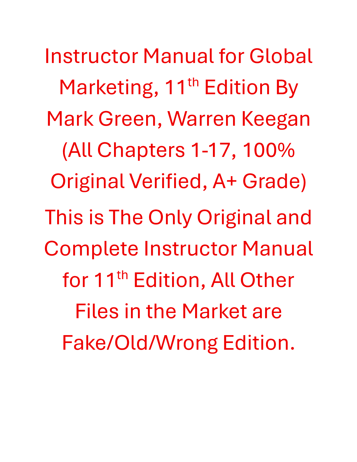 Preview of Instructor Manual Global Marketing 11th Edition By Mark Green, Warren Keegan