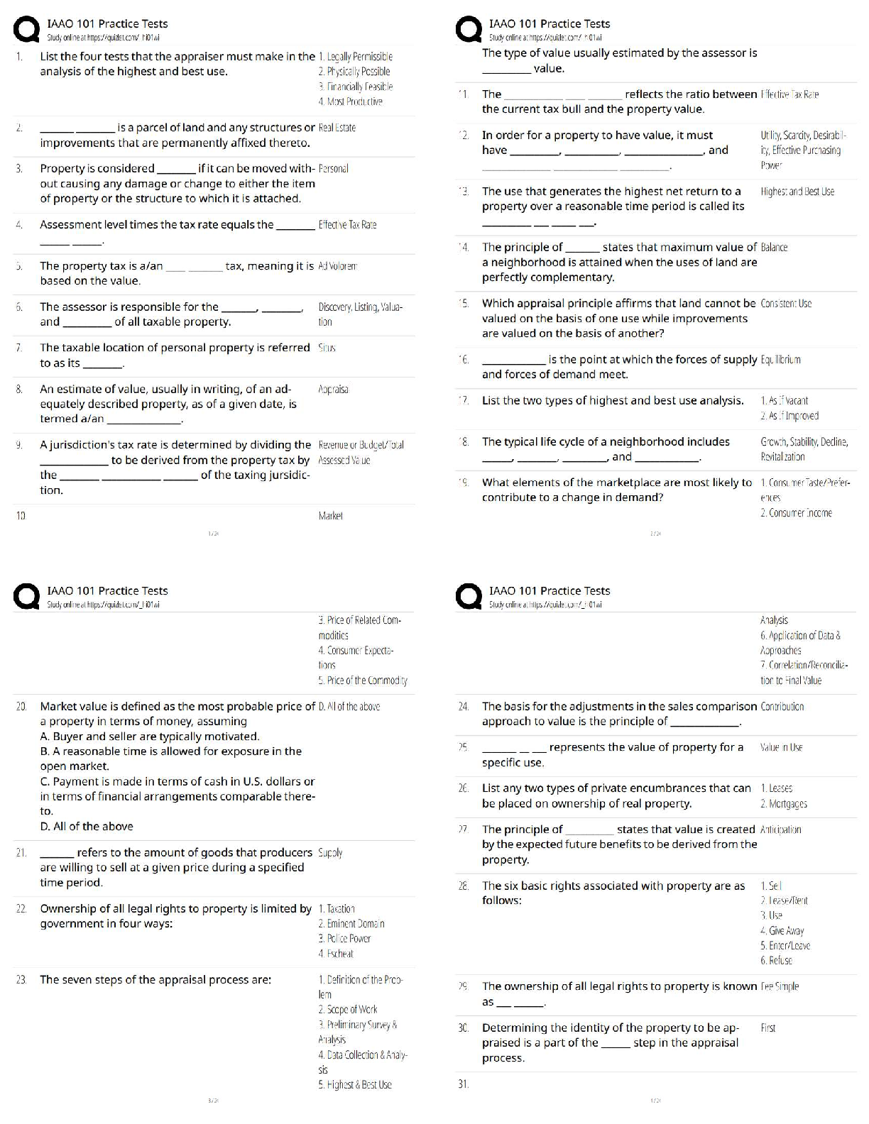Preview of IAAO 101 / Practice Tests & Study Guide / Property Assessment Certification Prep   / 2025–
