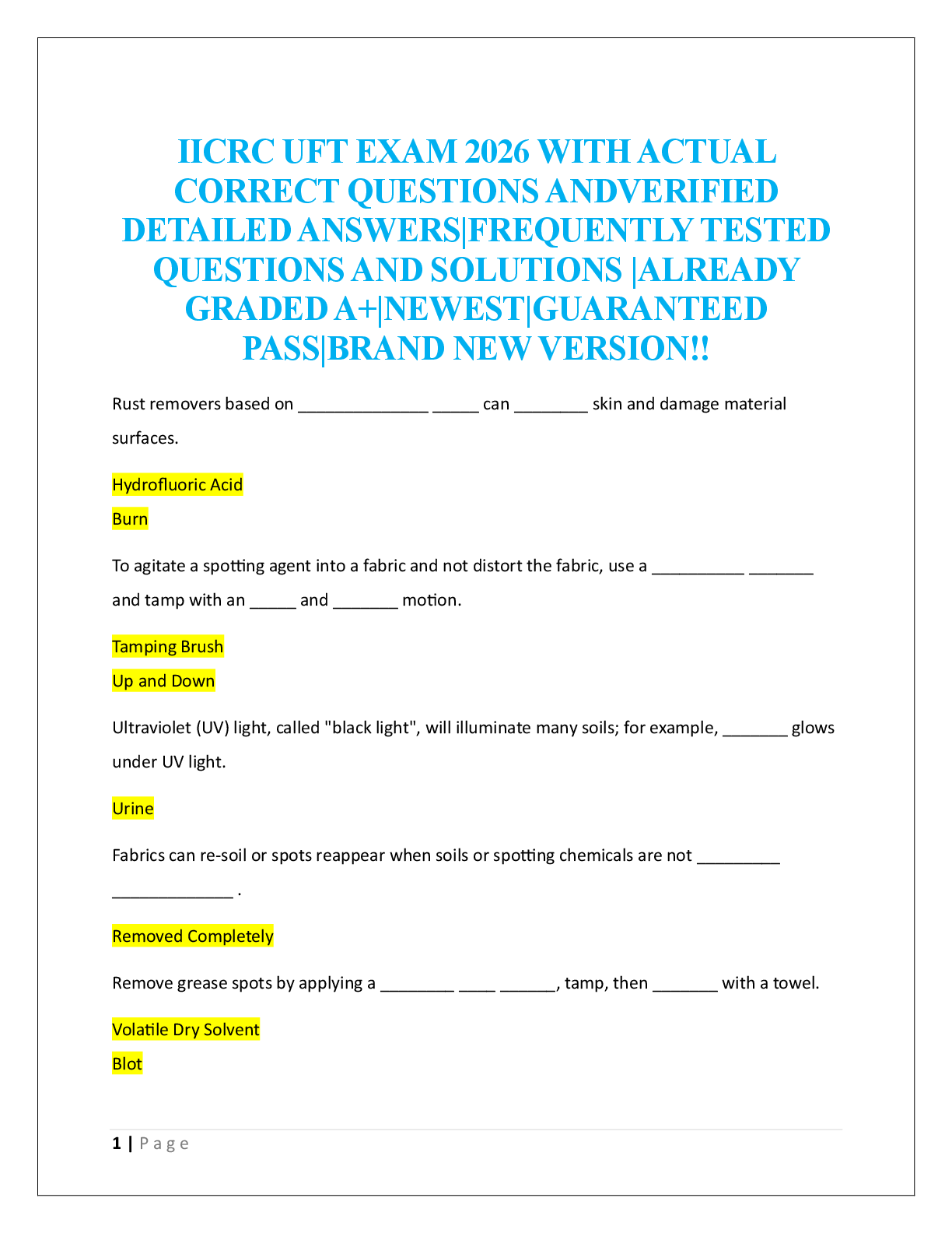 IICRC UFT EXAM 2026