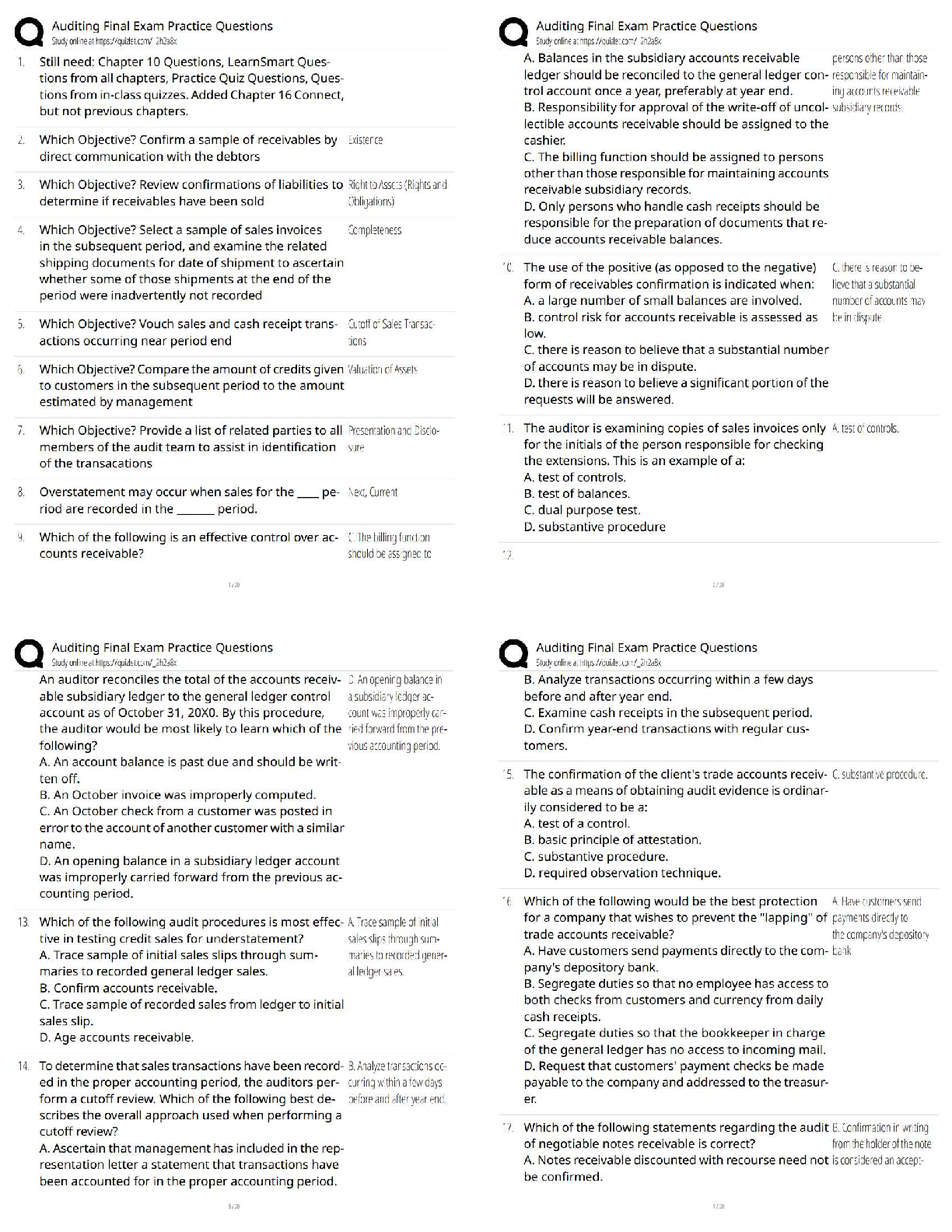 Recommended document preview for Auditing Final Exam / Practice Questions   / New Version / 2025–2026 Updated Auditing Exam Prep