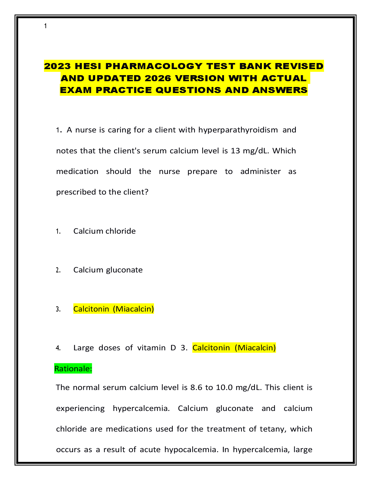 Preview image for 2023 HESI PHARMACOLOGY TEST BANK REVISED  AND UPDATED 2026 VERSION WITH ACTUAL  EXAM PRACTICE QUESTIONS AND ANSWERS