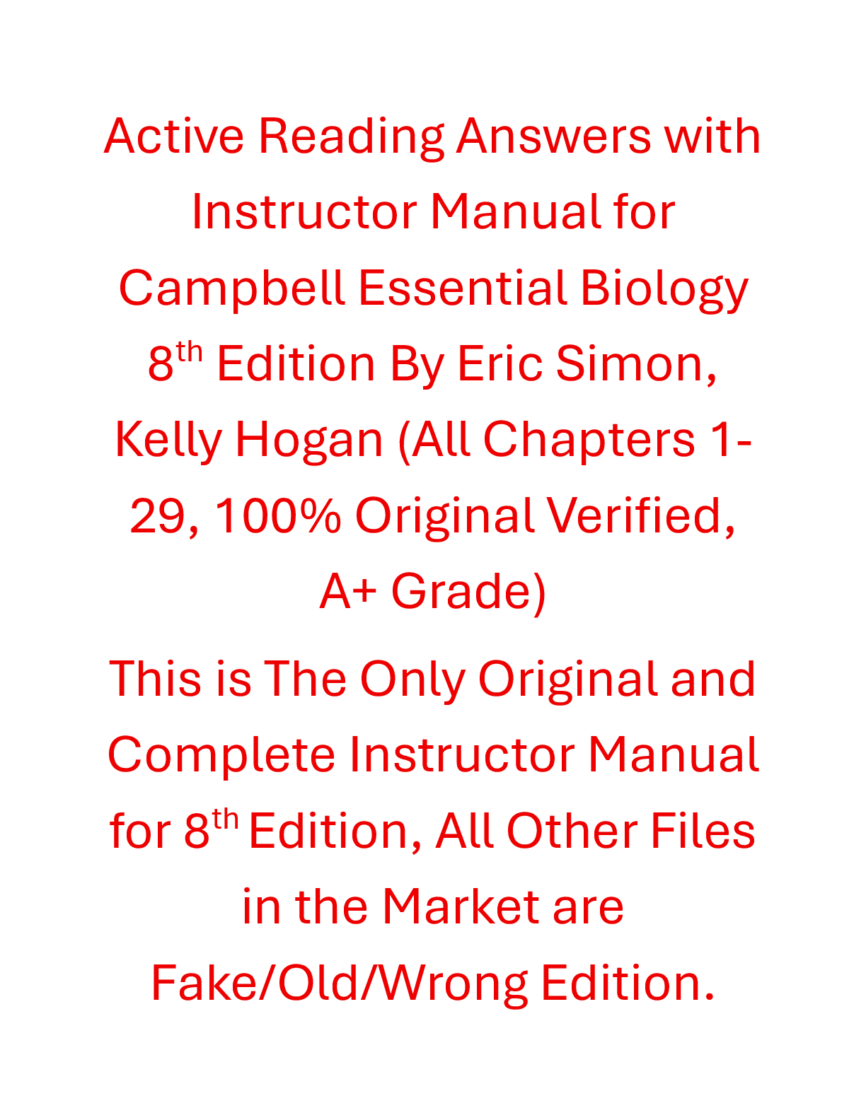 Preview of Solution Manual Campbell Essential Biology 8th Edition By Eric Simon, Kelly Hogan