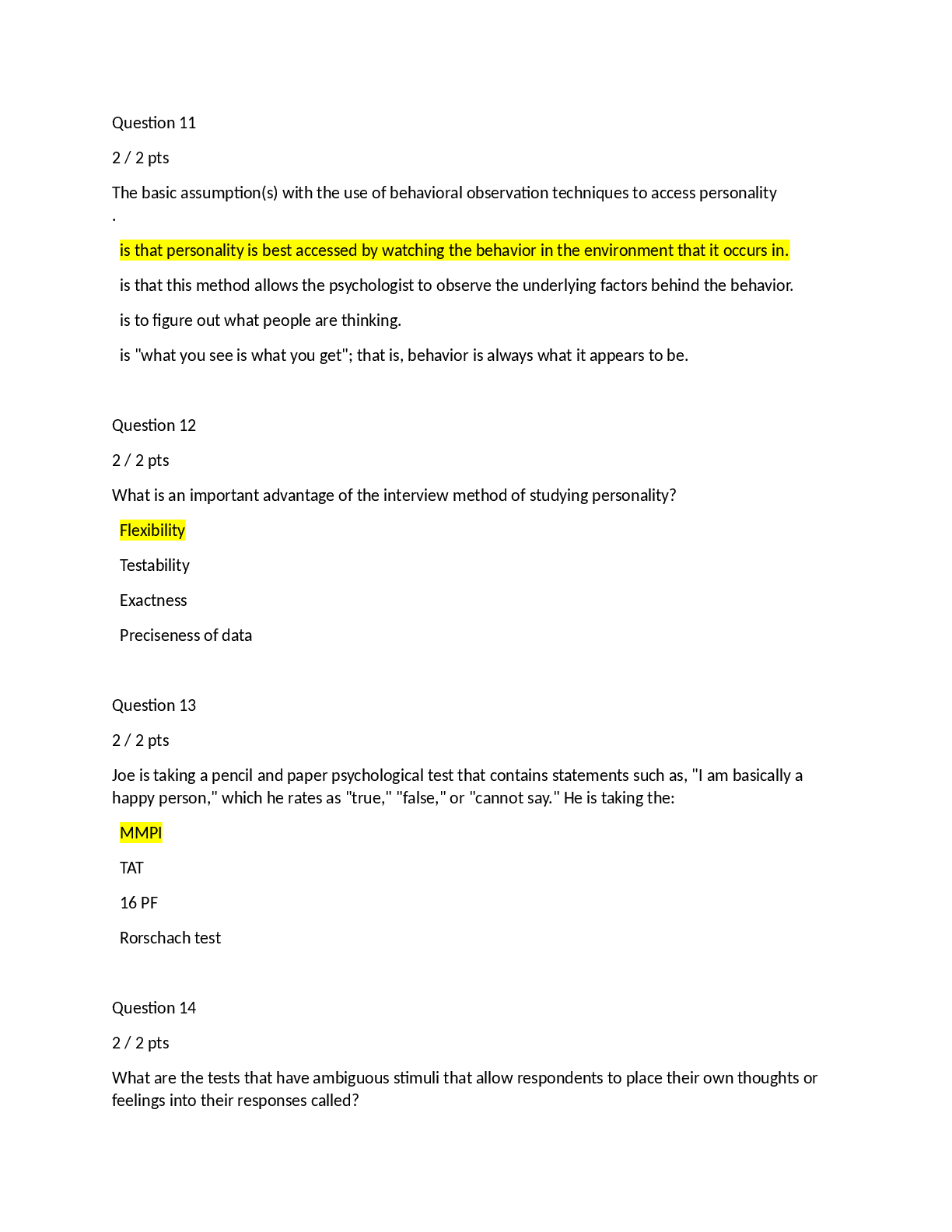 Preview of PSYCH 102 Test 7 psych part 2