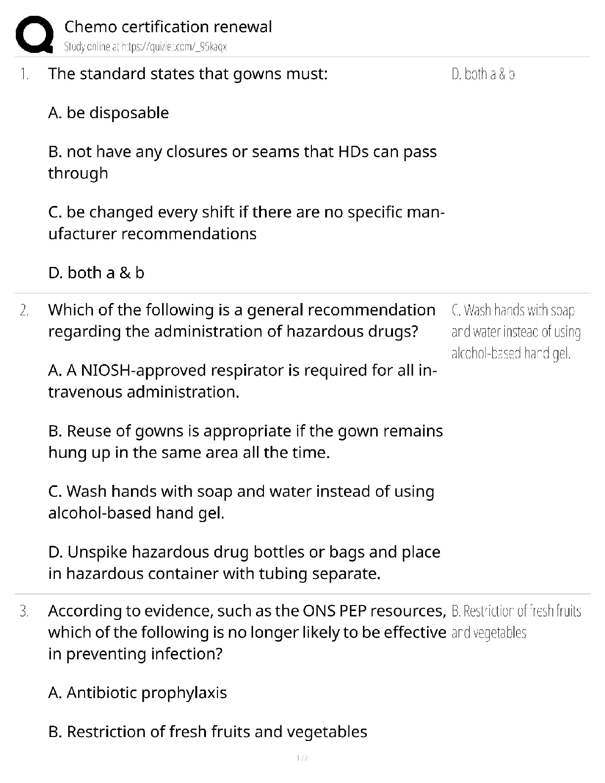 Chemo Certification Renewal / NURS 450 Study Guide / ONC ONS Recert / Score 100%