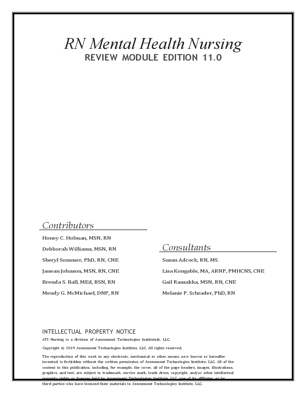 Preview of RN Mental Health Nursing  REVIEW MODULE EDITION 11.0