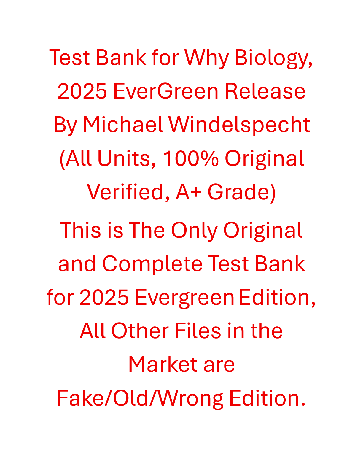 Recommended document preview for Test Bank Why Biology 2025 EverGreen Release By Michael Windelspecht