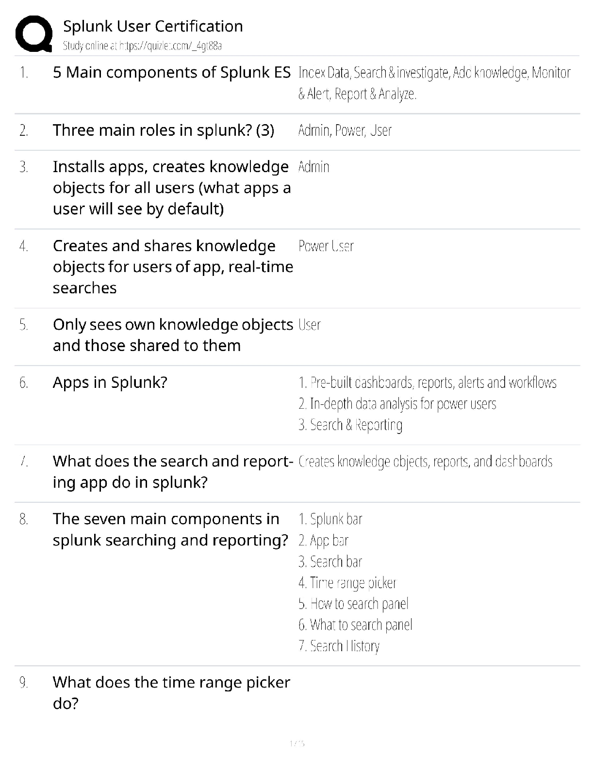Splunk User Certification / IT 310 Study Guide / SPLK-1001 Exam / Score 100%